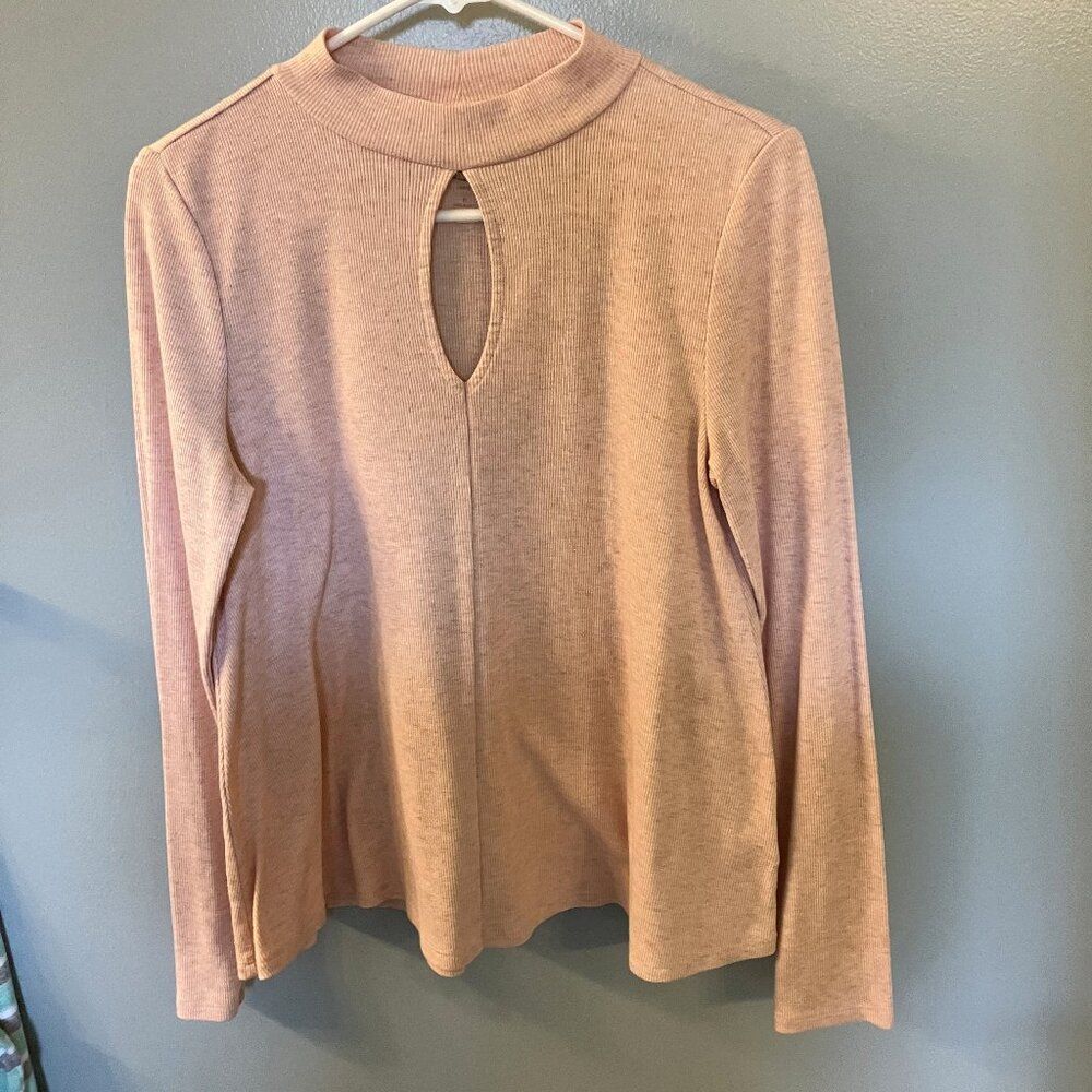 SO Keyhole Ribbed Top Pink Juniors Size M